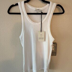 AGOLDE Women's White Ribbed Poppy Tank Size M
